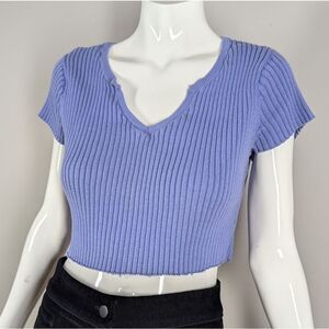 Vintage Liz Claiborne Studio Ribbed Cropped Tee Size Small Cotton Y2K
